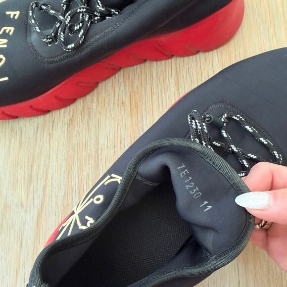 Fendi Roma Amor Sneakers Black Red Men’s Size 11 Designer Knit Shoes main image 4
